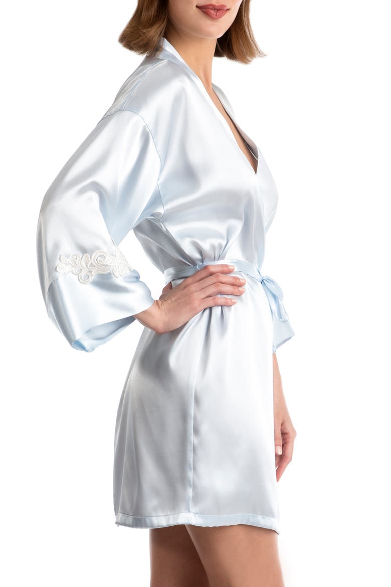 Ophelia Lace Trim Satin Wrap, Alternate, color, SILVER BLUE