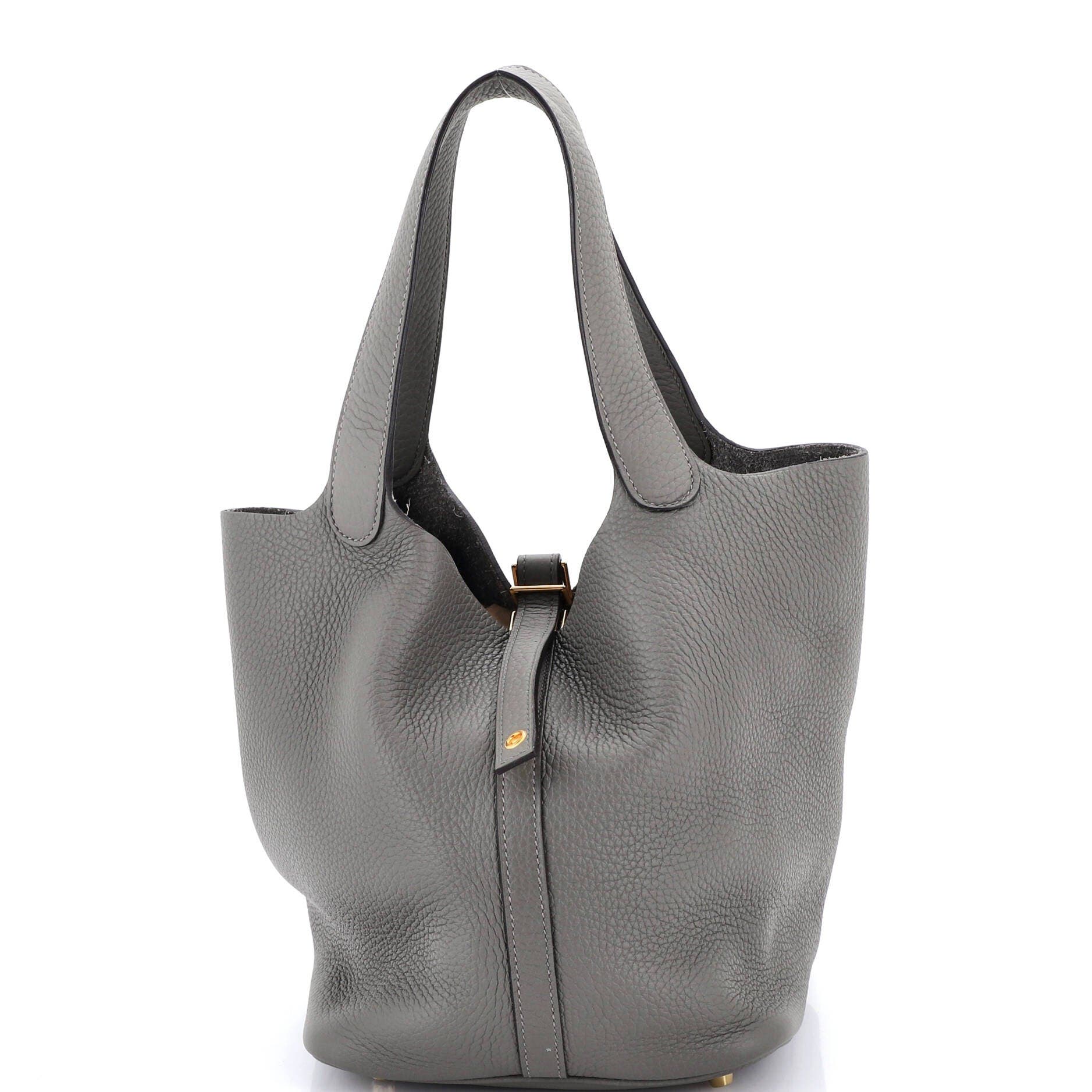 Pre-Owned Hermes Picotin Lock Bag Clemence MM, Main, color, Gris Meyer