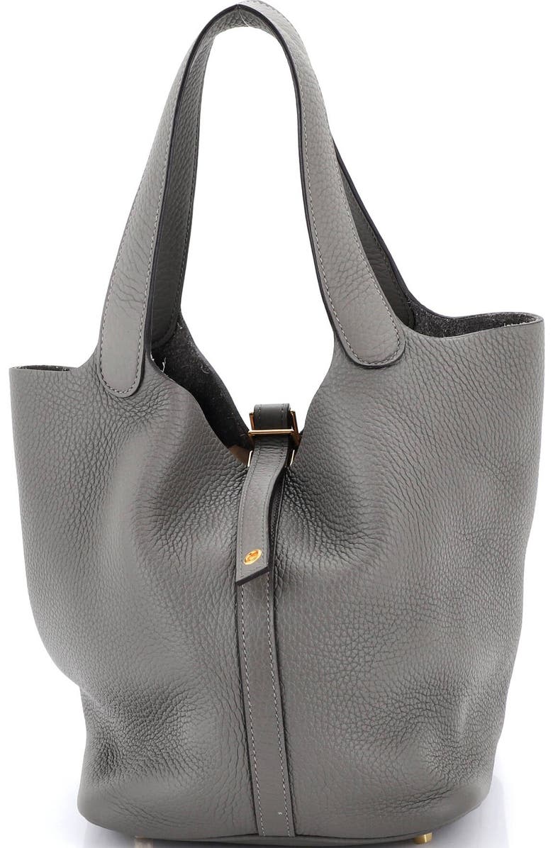 Pre-Owned Hermes Picotin Lock Bag Clemence MM, Main, color, Gris Meyer