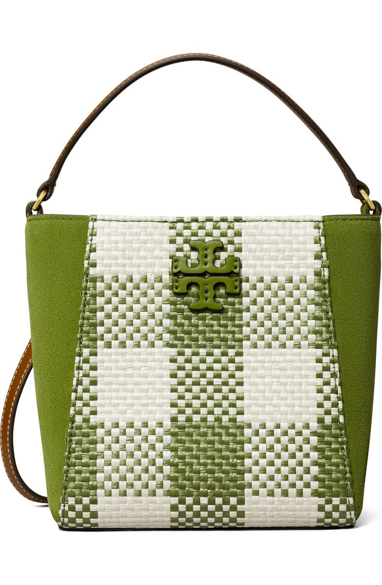 Tory Burch Small McGraw Gingham Bucket Bag, Main, color,