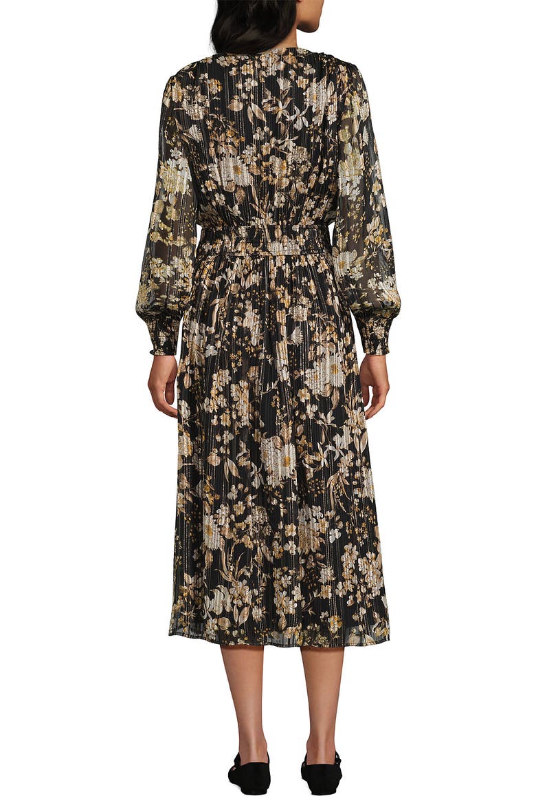 Lurex Shadow Stripe Midi Dress, Alternate, color, Black/Pumice Stone Floral