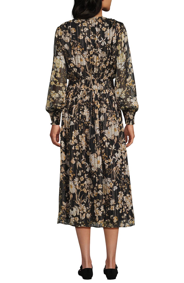 Lands' End Lurex Shadow Stripe Midi Dress, Alternate, color, Black/Pumice Stone Floral