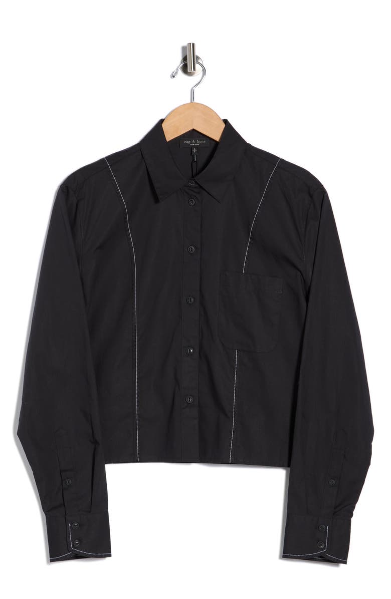 rag & bone Gerry Cotton Shirt, Alternate, color, Black