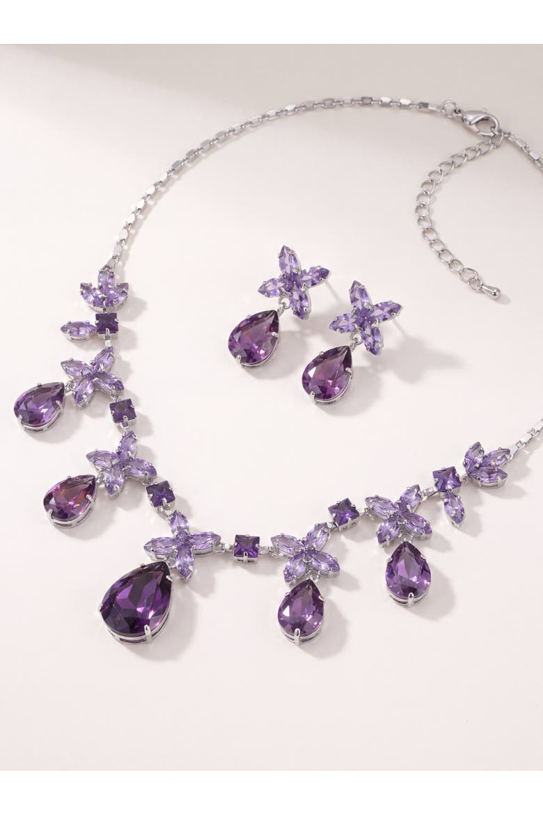 Crystal Necklace and Earrings Set, Alternate, color, Purple