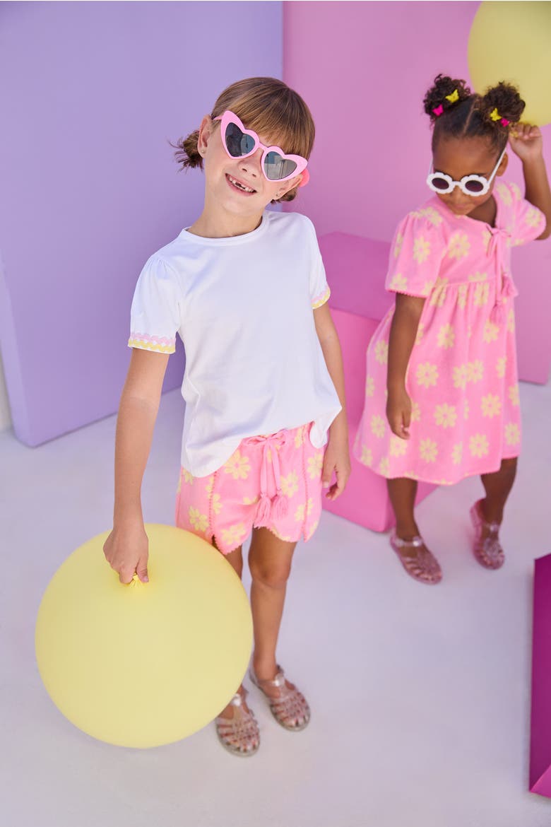 Kids' Pom Pom Terry Shorts, Alternate, color, Pink Floral Terry