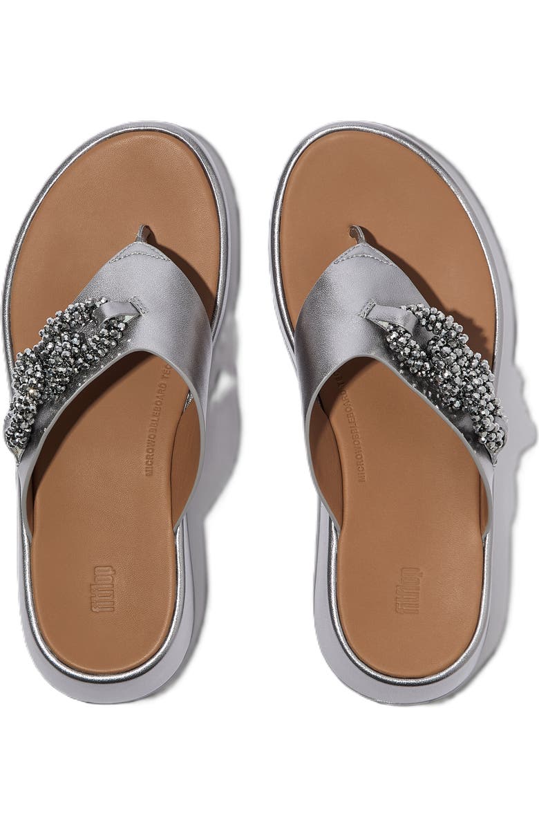 FitFlop F Mode Beaded Chain Toe Post Sandals, Alternate, color, Silvereen