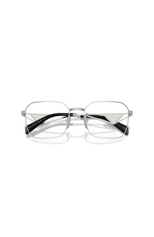 Prada 55mm Irregular Optical Glasses In Silver