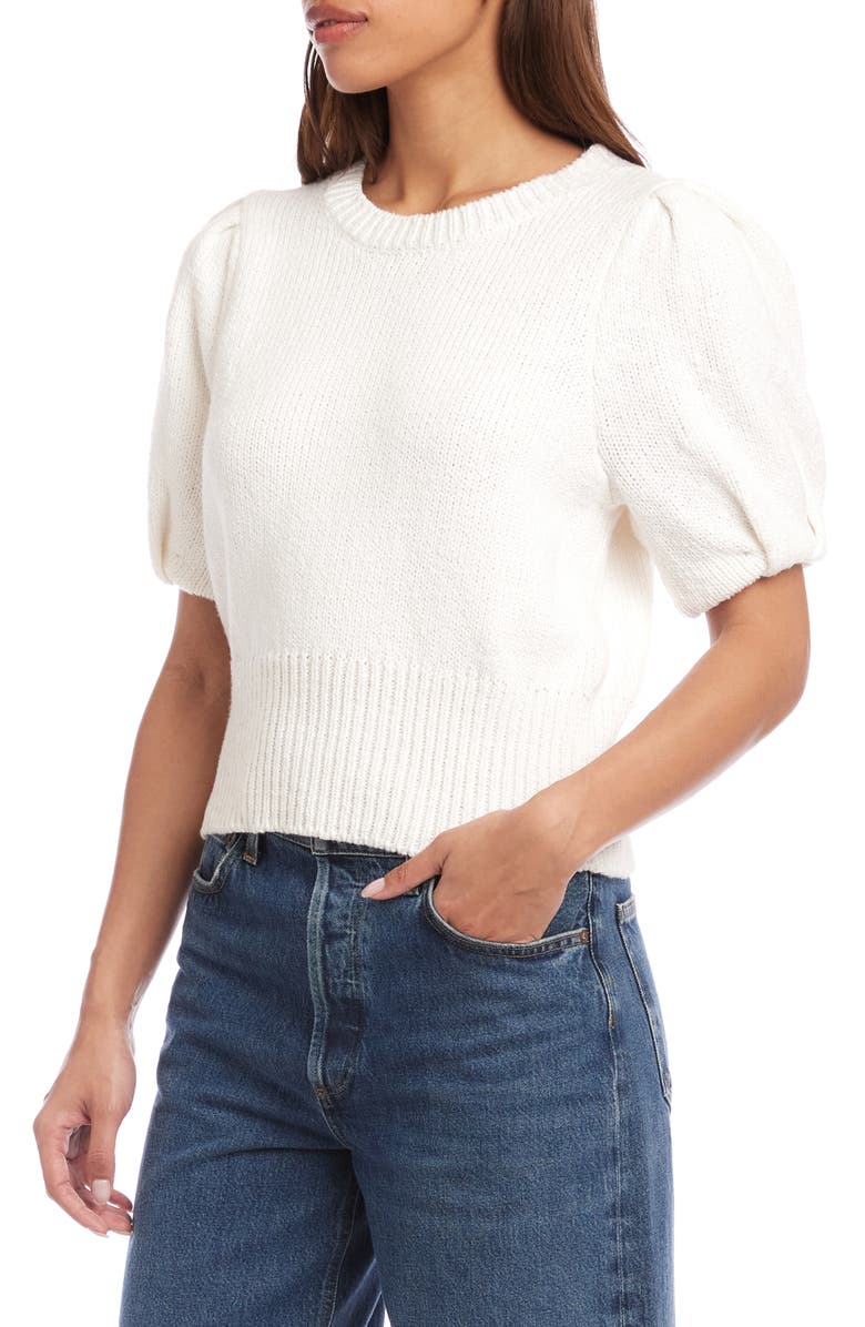FIFTEEN TWENTY Harvey Puff Sleeve Cotton Blend Sweater, Alternate, color, 