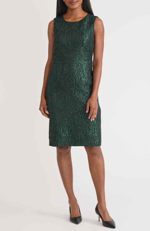 Floral Jacquard Sheath Dress