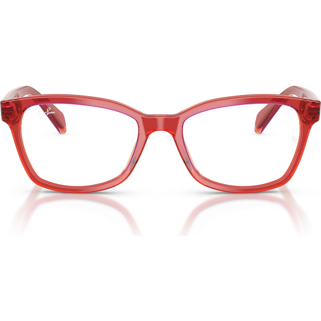 Ray Ban Ray-ban Kids' 46mm Rectangular Optical Glasses In Red Red