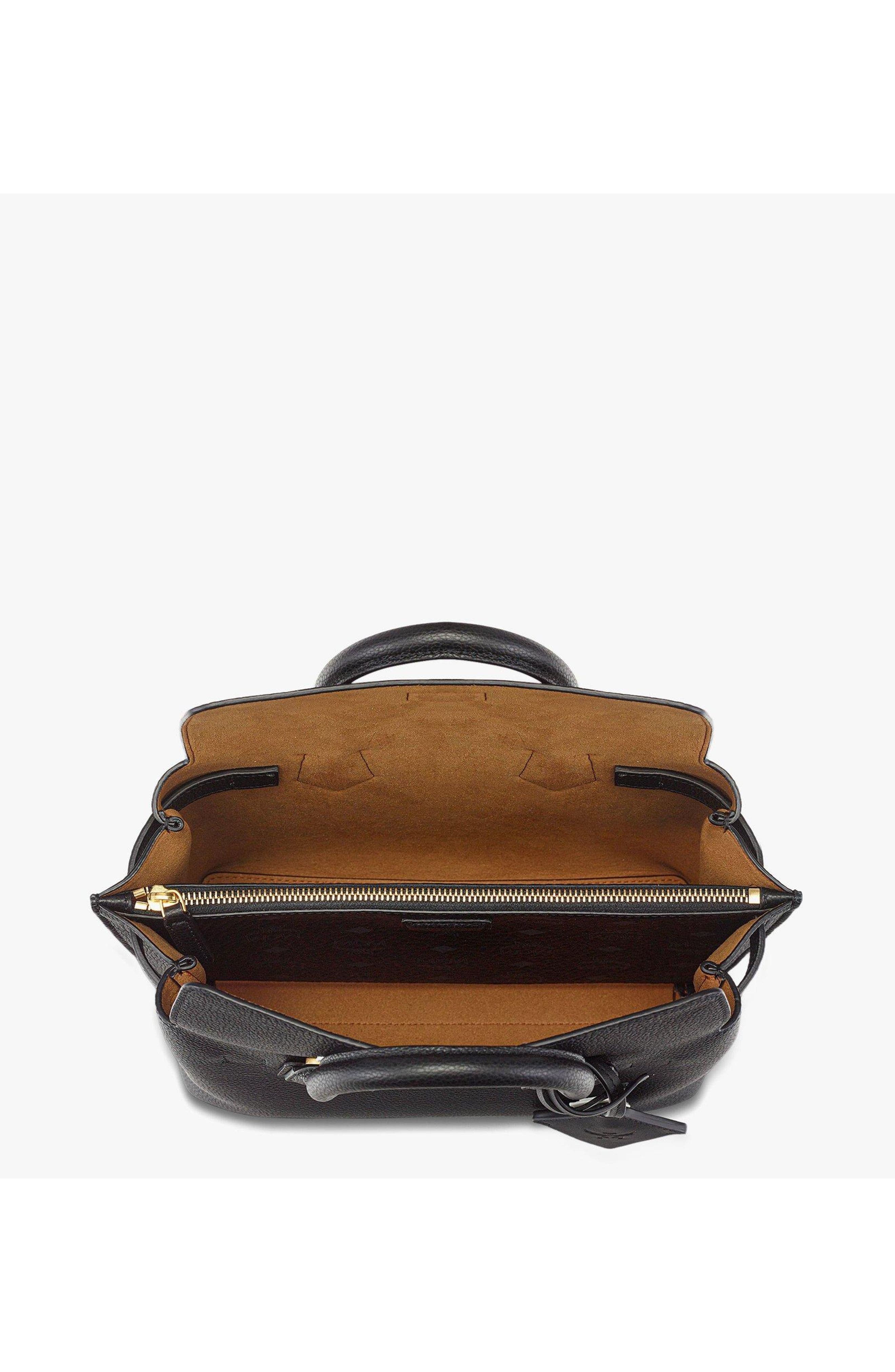 MCM Small Milla Tote in Spanish Embossed Leather, Alternate, color, Black