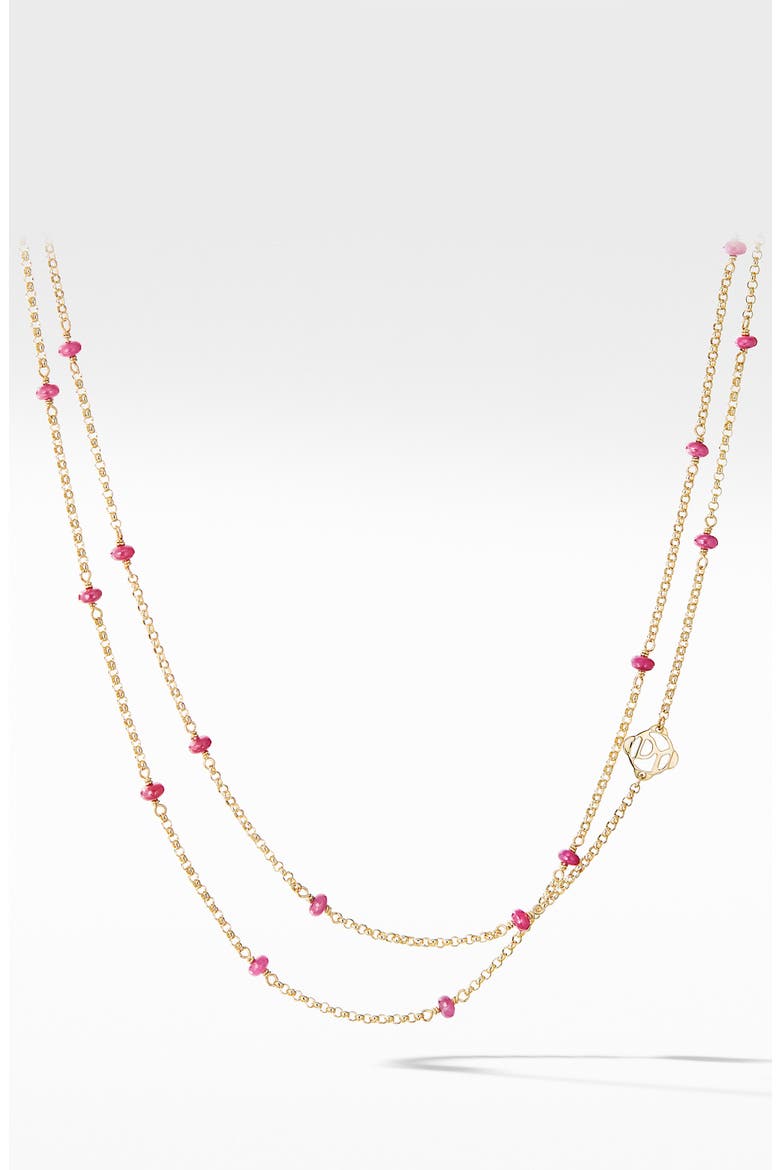 Cable Collectibles® Bead & Chain Necklace in 18K Yellow Gold with Rubies, Alternate, color, YELLOW GOLD/ RUBY