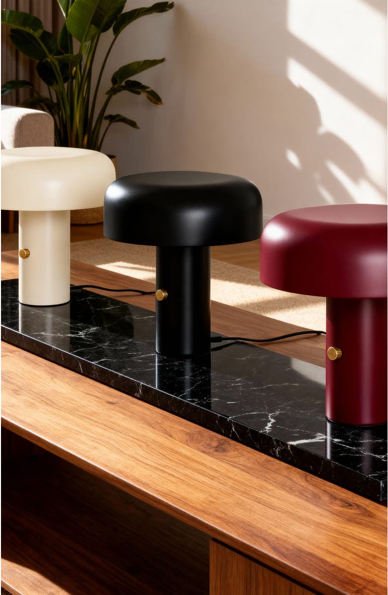 Brightech Anita Cream 12" Modern and Elegant LED Table Lamp with Brass Rotary Knob, Alternate, color, Cream