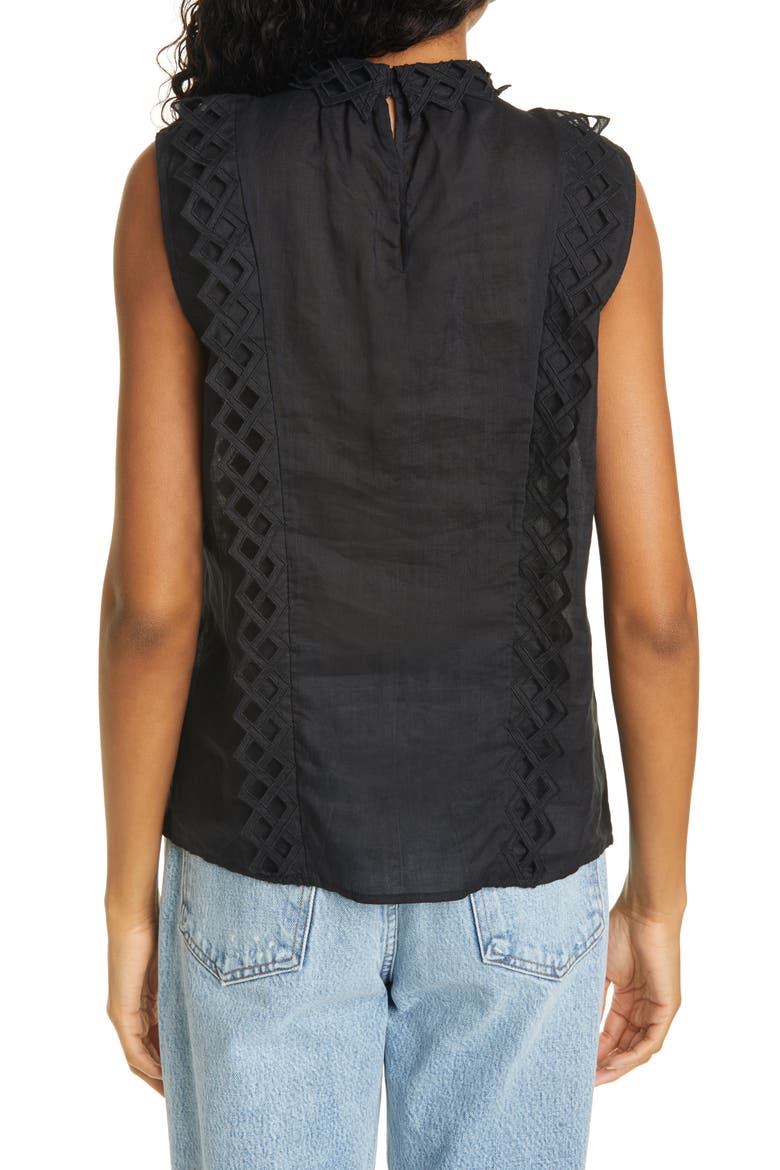 Embroidered High Neck Sleeveless Top, Alternate, color, NOIR