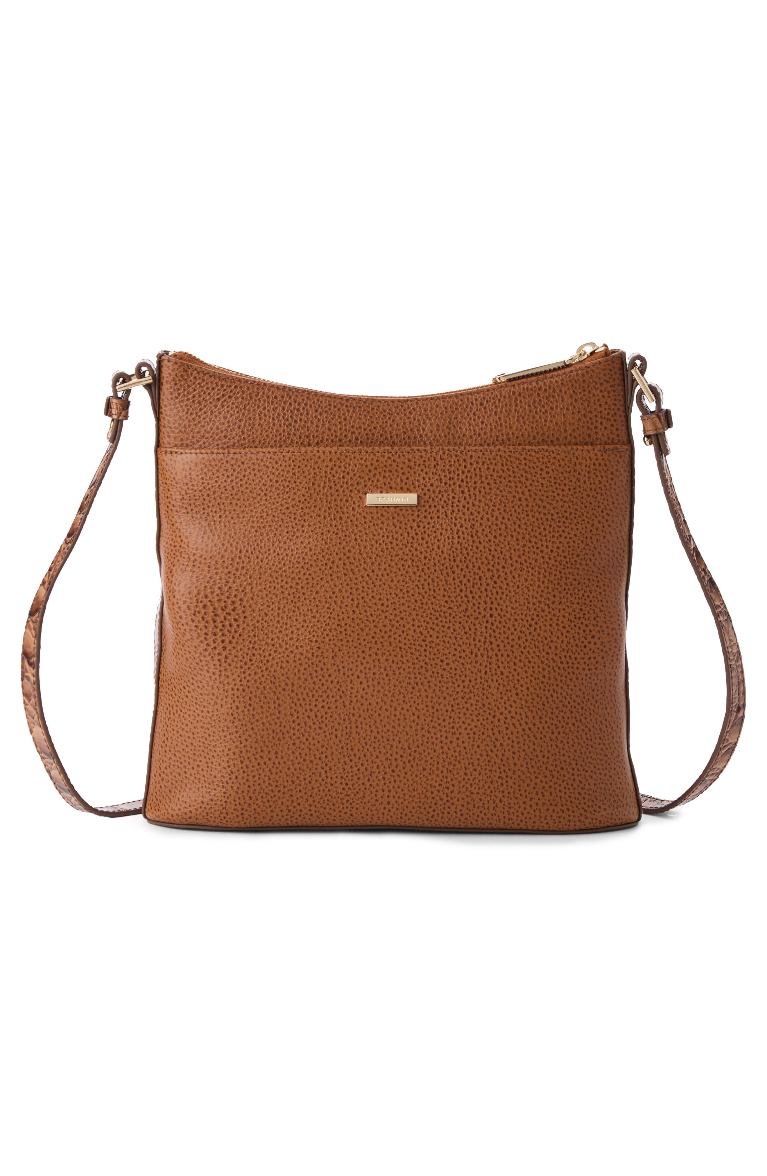 Brahmin Katie Croc Embossed Leather Crossbody Bag, Alternate, color, Cinnamon