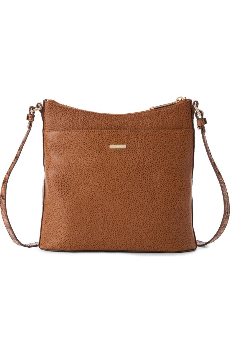 Brahmin Katie Croc Embossed Leather Crossbody Bag, Alternate, color, Cinnamon