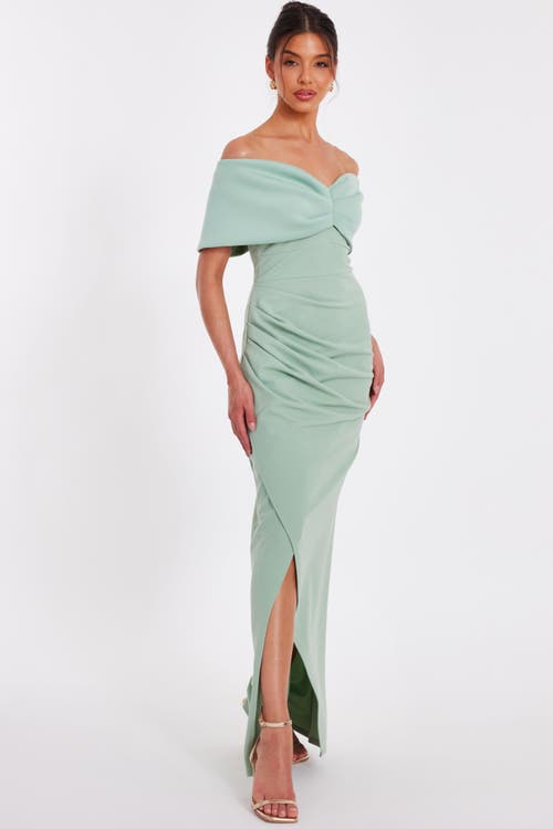 Quiz Scuba Crepe Contrast Wrap Maxi Dress In Green
