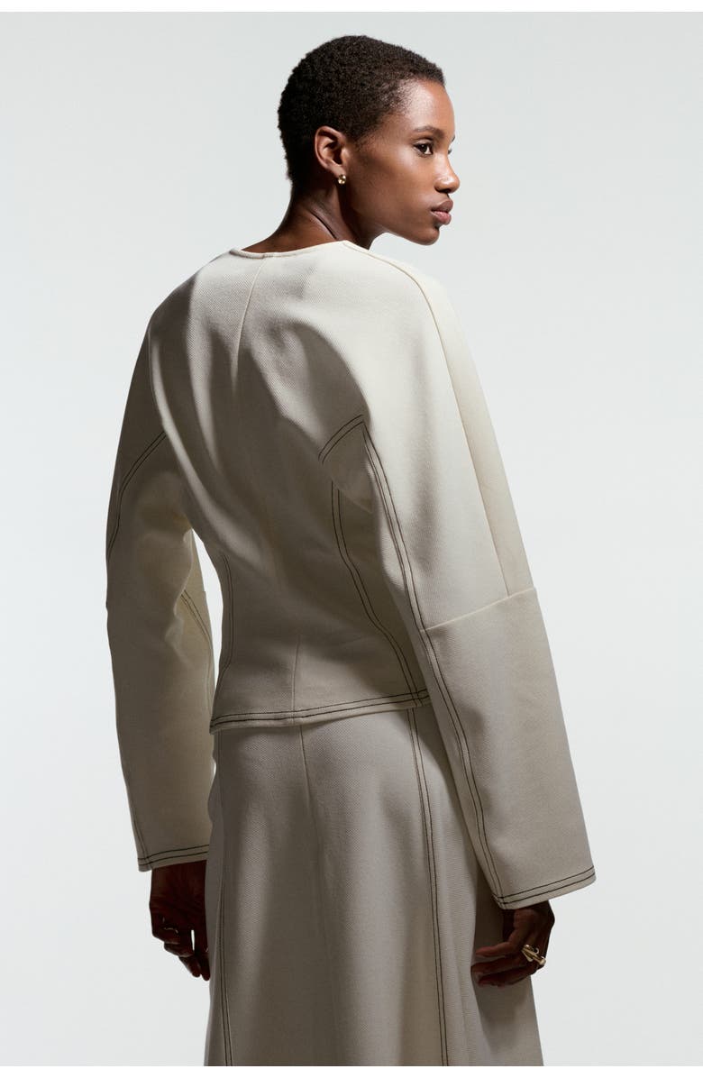 H&M V-neck Top, Alternate, color, Cream