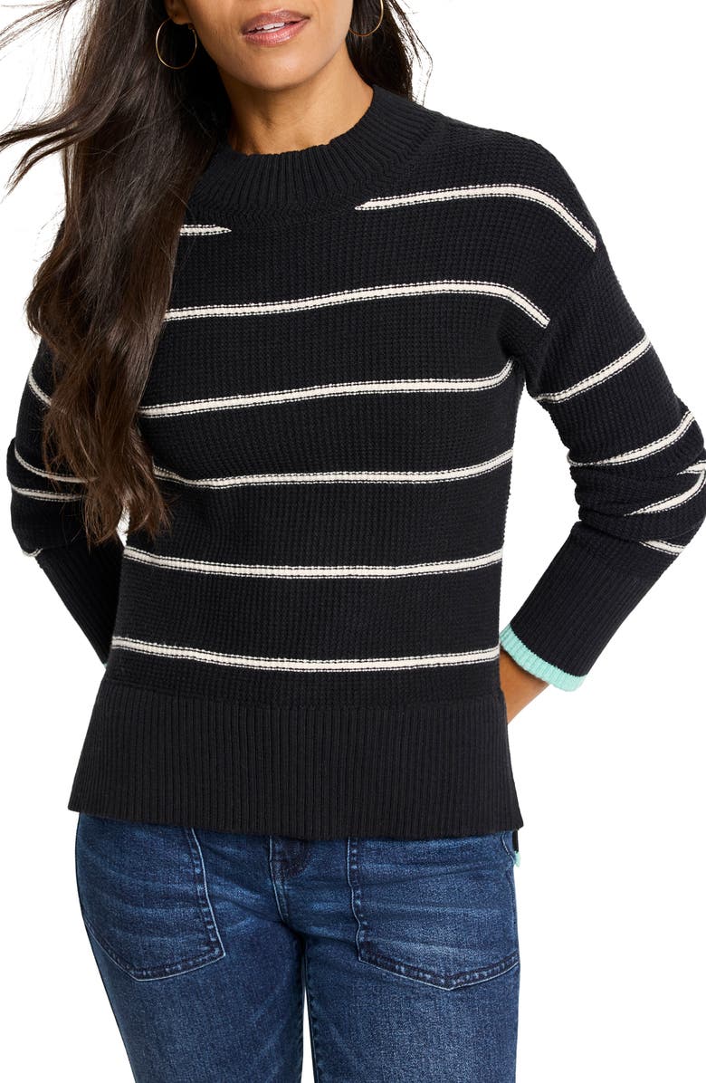 NIC+ZOE Striped Waffle Stitch Sweater, Main, color, Black Multi