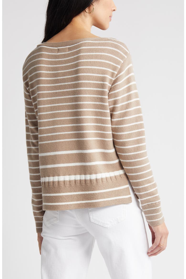 Stripe Boatneck Sweater, Alternate, color, TAN COBBLESTONE- IVORY STRIPE