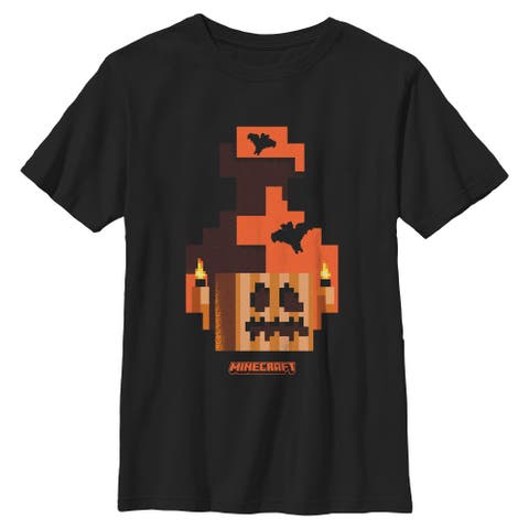 Boys Minecraft Pumpkin Bats On Fire T Shirt