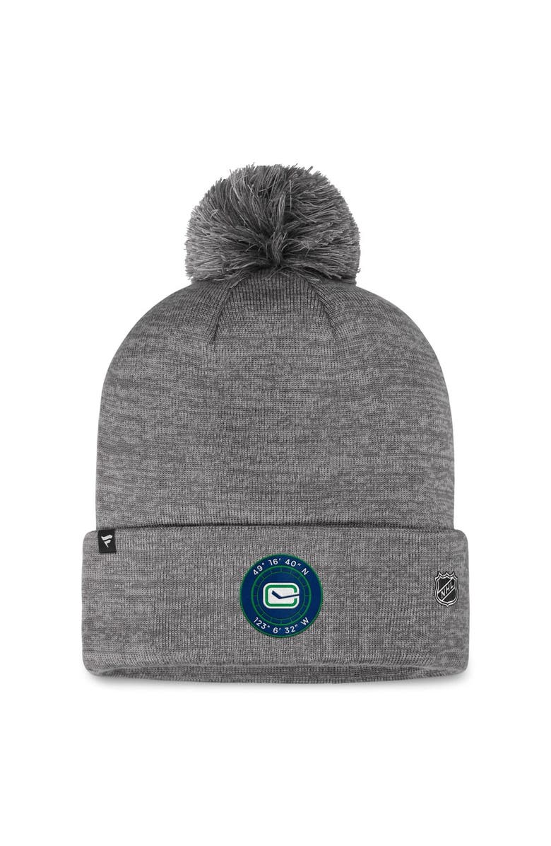 FANATICS Men's Fanatics Branded  Gray Vancouver Canucks Authentic Pro Home Ice Cuffed Knit Hat with Pom, Alternate, color, 