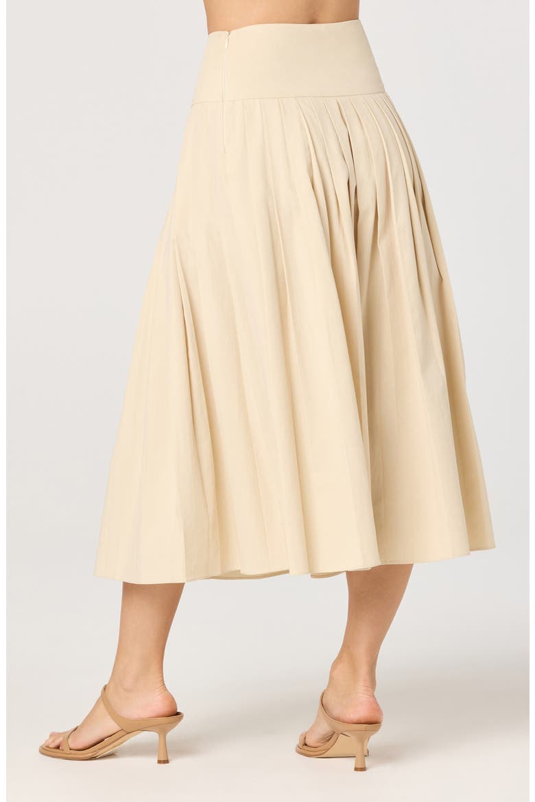 Aubrianna Pleated Drop Waist Midi Skirt, Alternate, color, LIGHT KHAKI