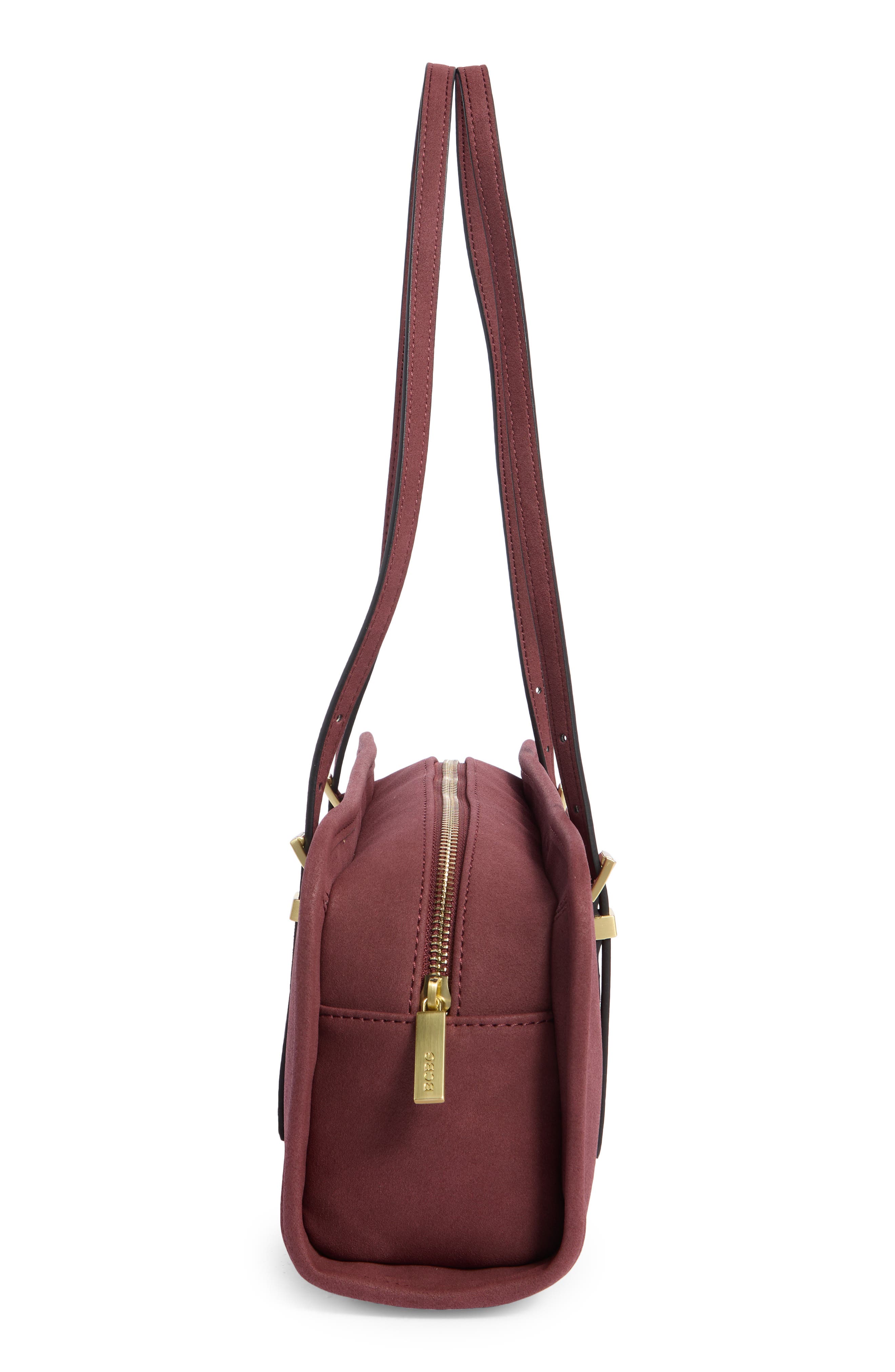 BCBG Suede East/West Shoulder Bag, Alternate, color, Cherry Wine
