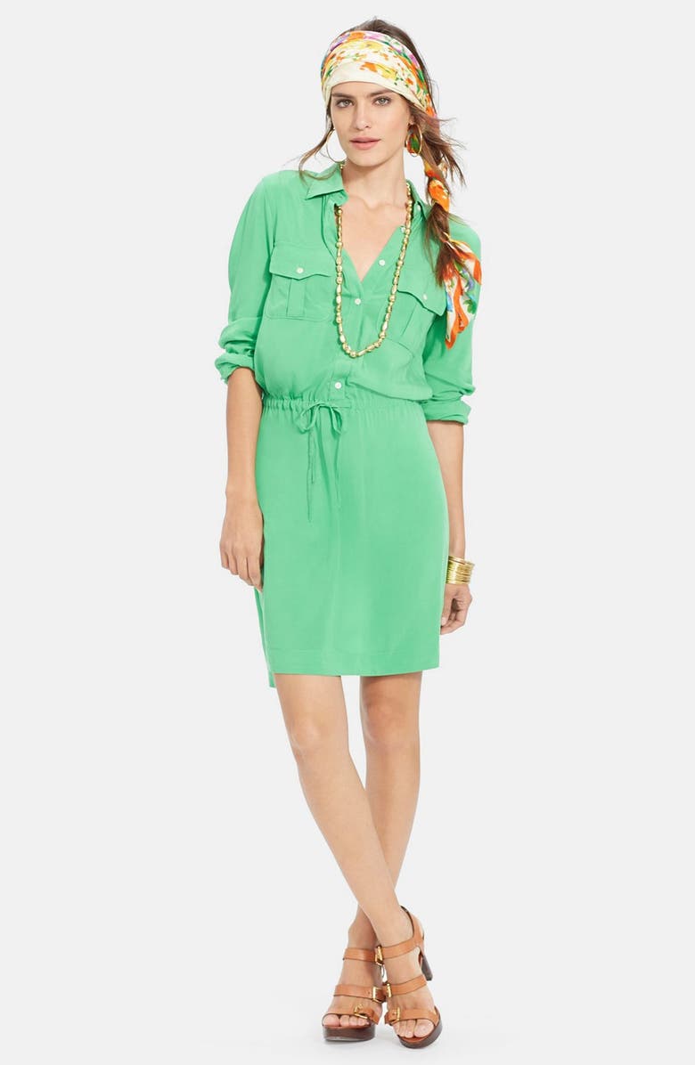 Lauren Ralph Lauren Drawstring Waist Shirtdress, Main, color, 