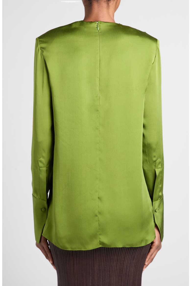 Draped Silk Georgette Top, Alternate, color, LIME GREEN