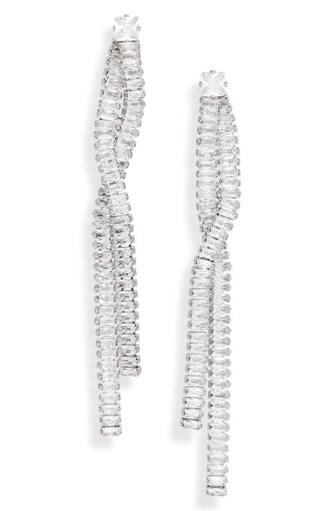 CZ Baguette Linear Twist Earrings