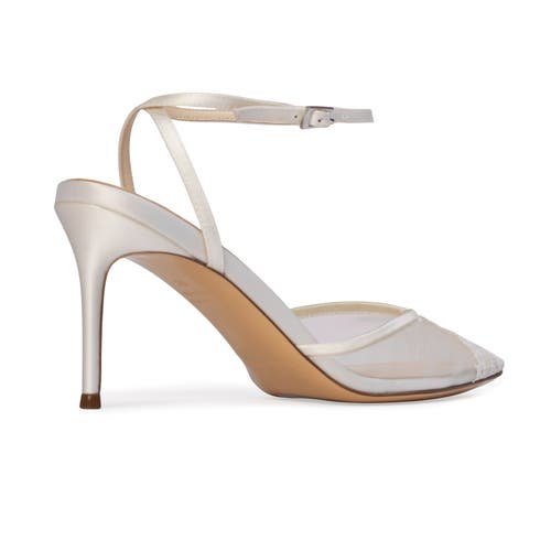 Black Suede Studio Cara 80 Mesh Pump In White