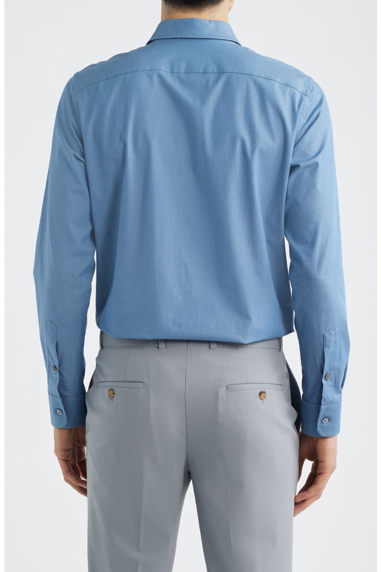 Bassano Tailored Fit Solid Stretch Cotton Twill Dress Shirt, Alternate, color, BLUE