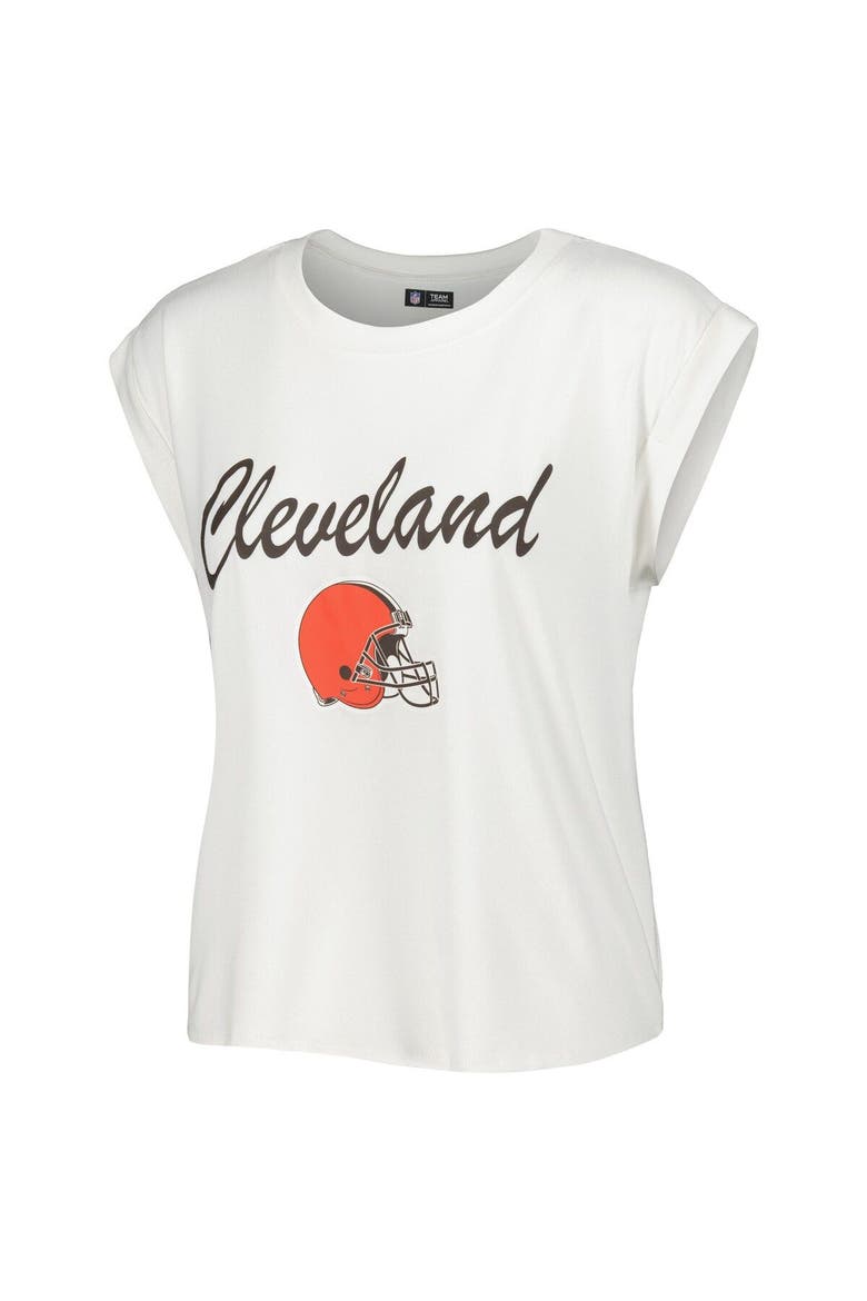 Women's Concepts Sport White/Cream Cleveland Browns Montana Knit T-Shirt & Shorts Sleep Set, Alternate, color, White