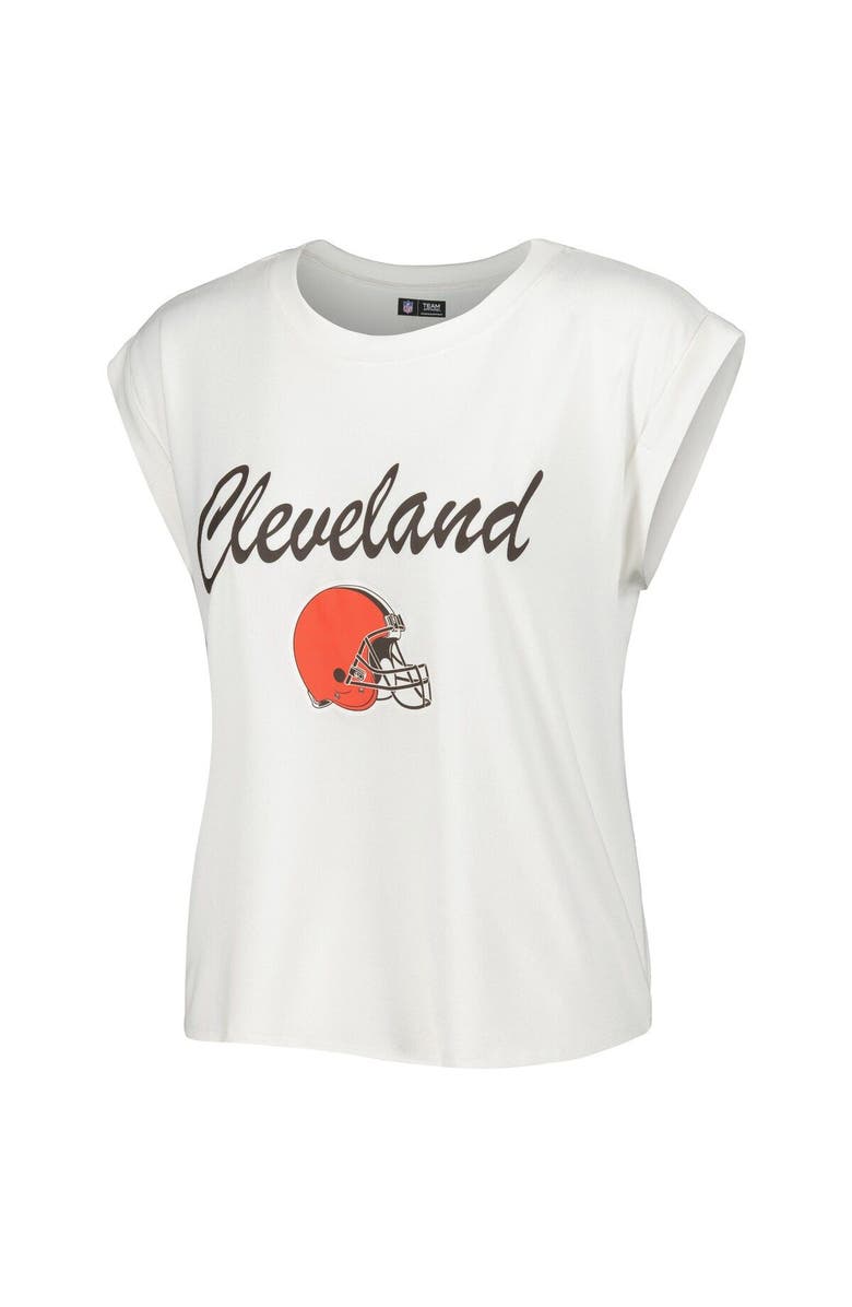 CONCEPTS SPORT Women's Concepts Sport White/Cream Cleveland Browns Montana Knit T-Shirt & Shorts Sleep Set, Alternate, color, White