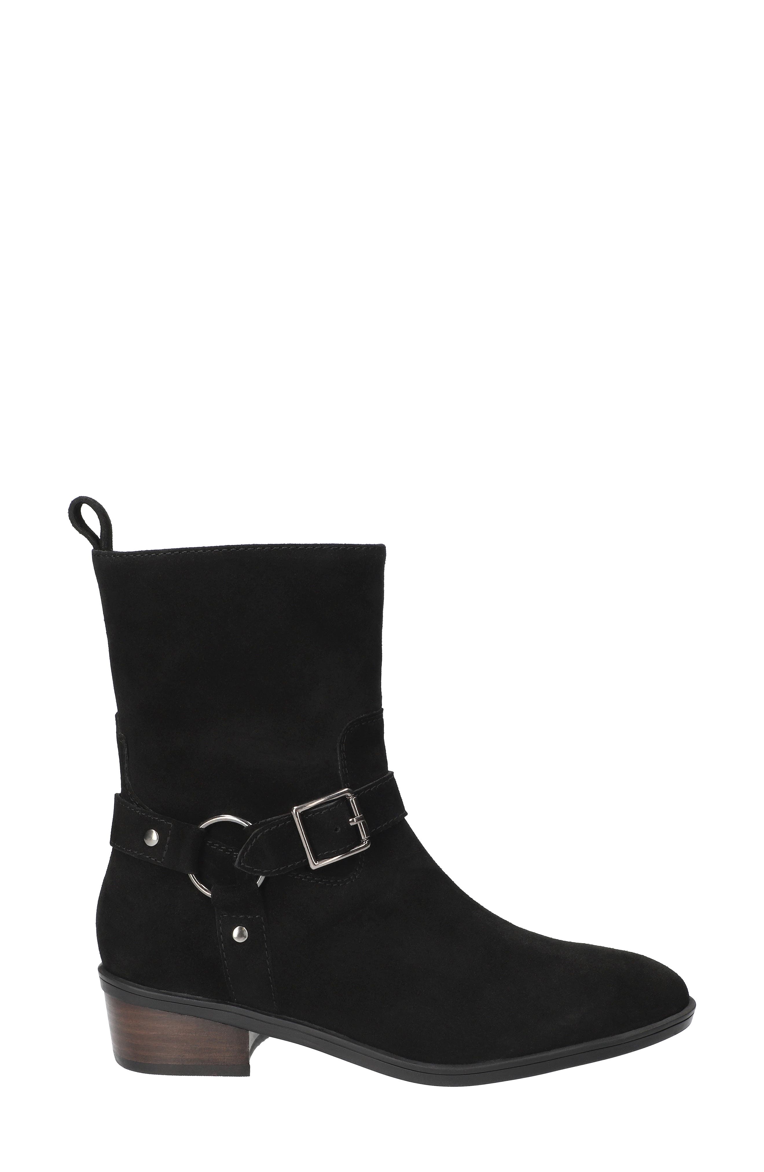 Pike Harness Bootie, Alternate, color, BLACK SUEDE LEATHER