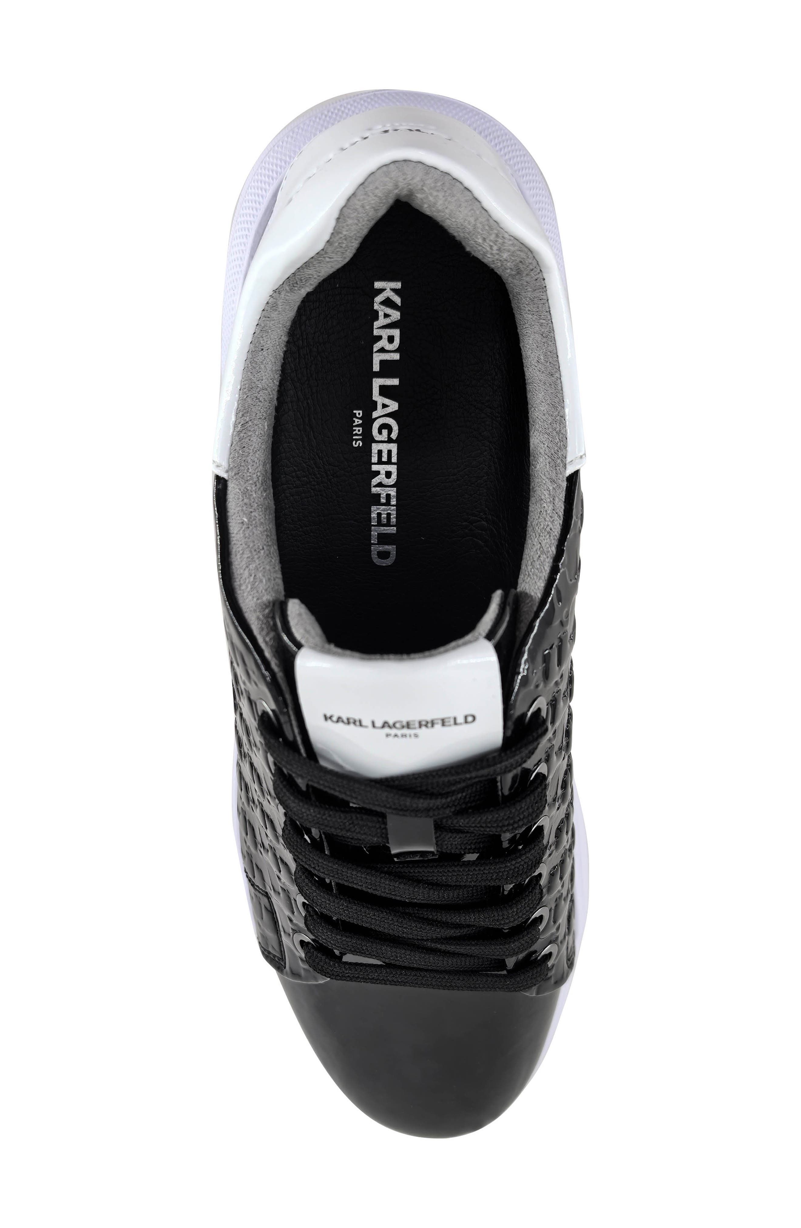 KARL LAGERFELD PARIS Pol Patent Emboss Low Top Sneaker, Alternate, color, Black