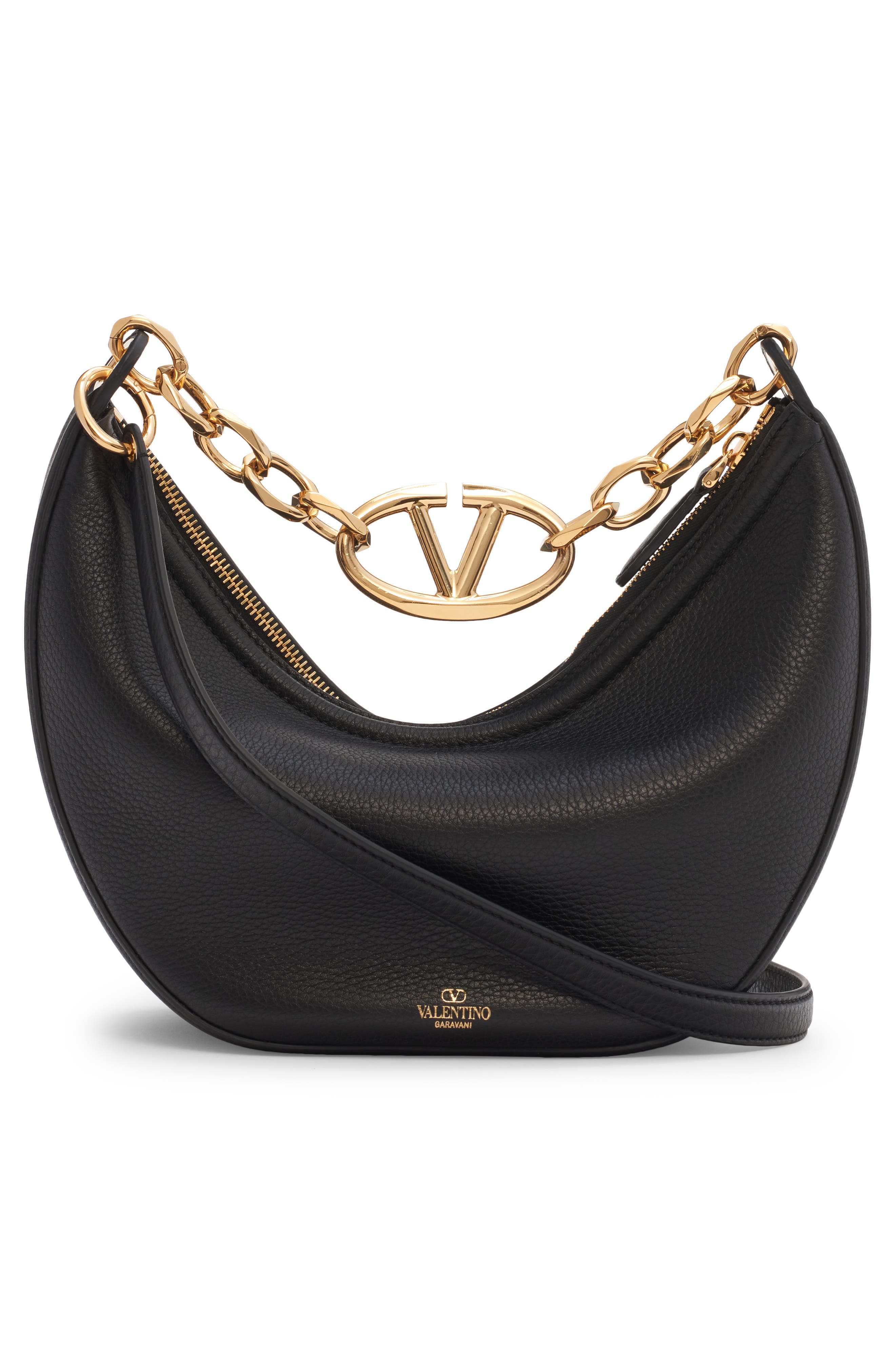 Valentino Garavani Small VLOGO Moon Hobo Bag with Chain, Alternate, color, 