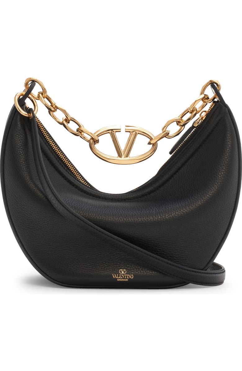 Valentino Garavani Small VLOGO Moon Hobo Bag with Chain, Alternate, color,