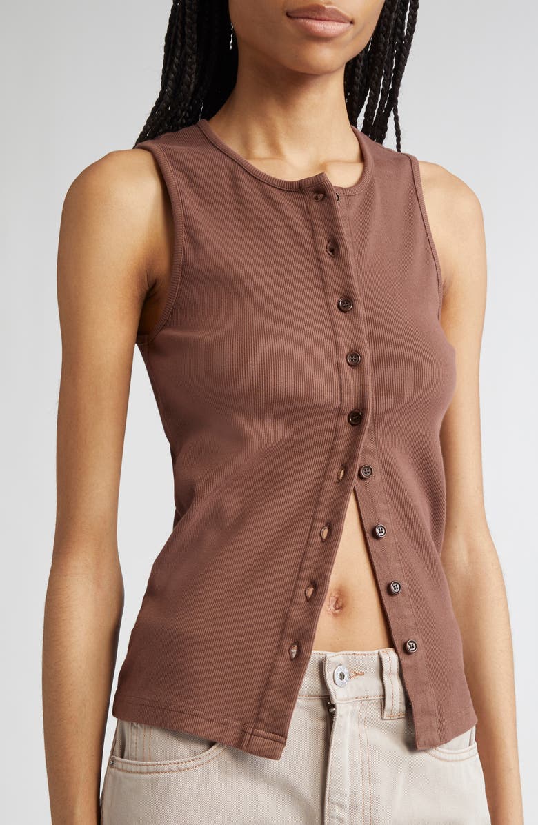 JW Anderson Button Front Stretch Cotton Tank, Alternate, color, 