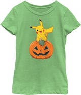POKEMON Girl's Pokemon Halloween Pikachu Jack-O'-Lantern Graphic T-Shirt