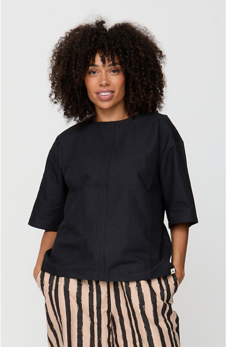 Turtledove London Organic Cotton Doris Tie Back Top, Main, color, Black