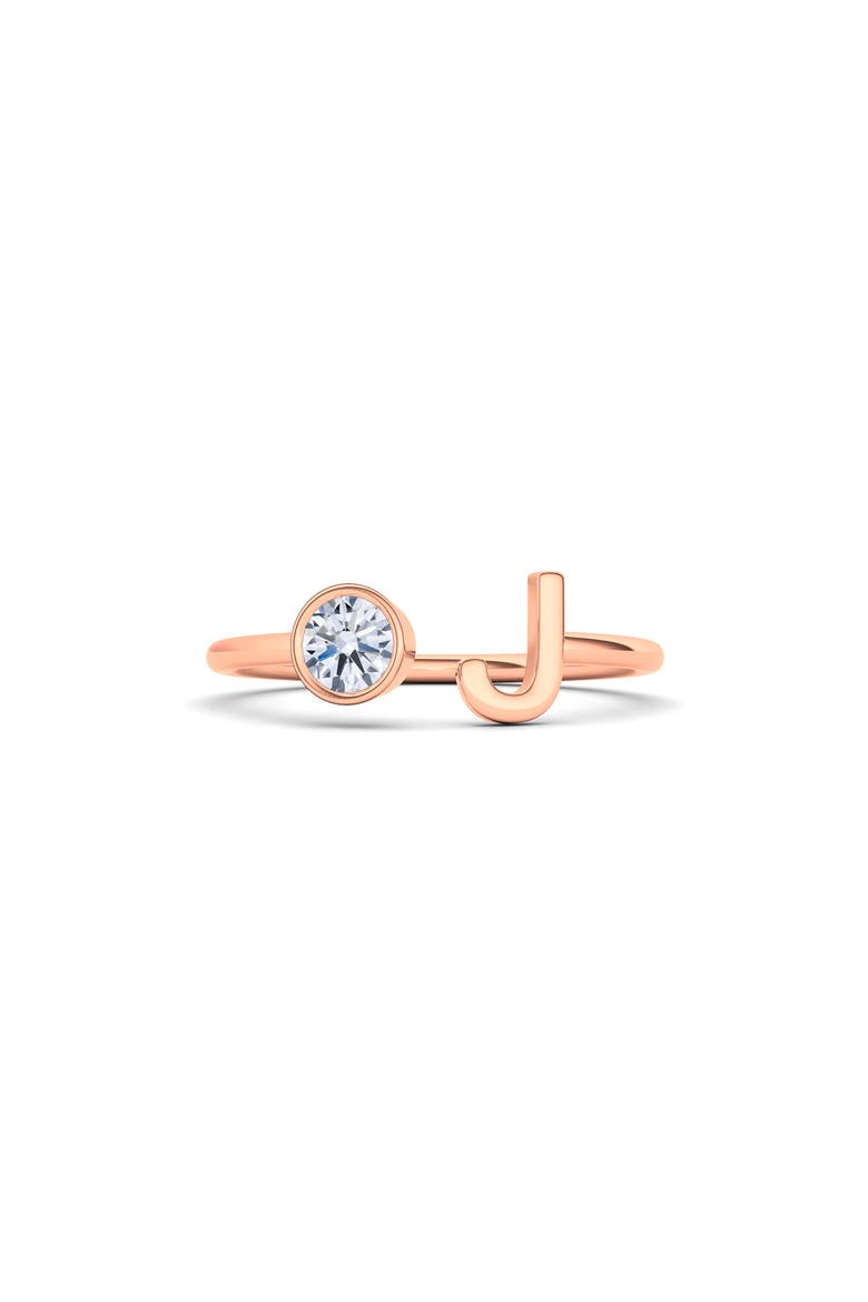 Letter Lab Created Diamond 18K Rose Gold Ring, Main, color, 18K ROSE GOLD - J