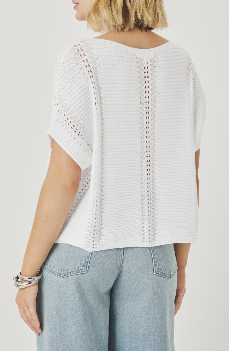 Splendid Everest Pointelle Stitch Sweater, Alternate, color, White