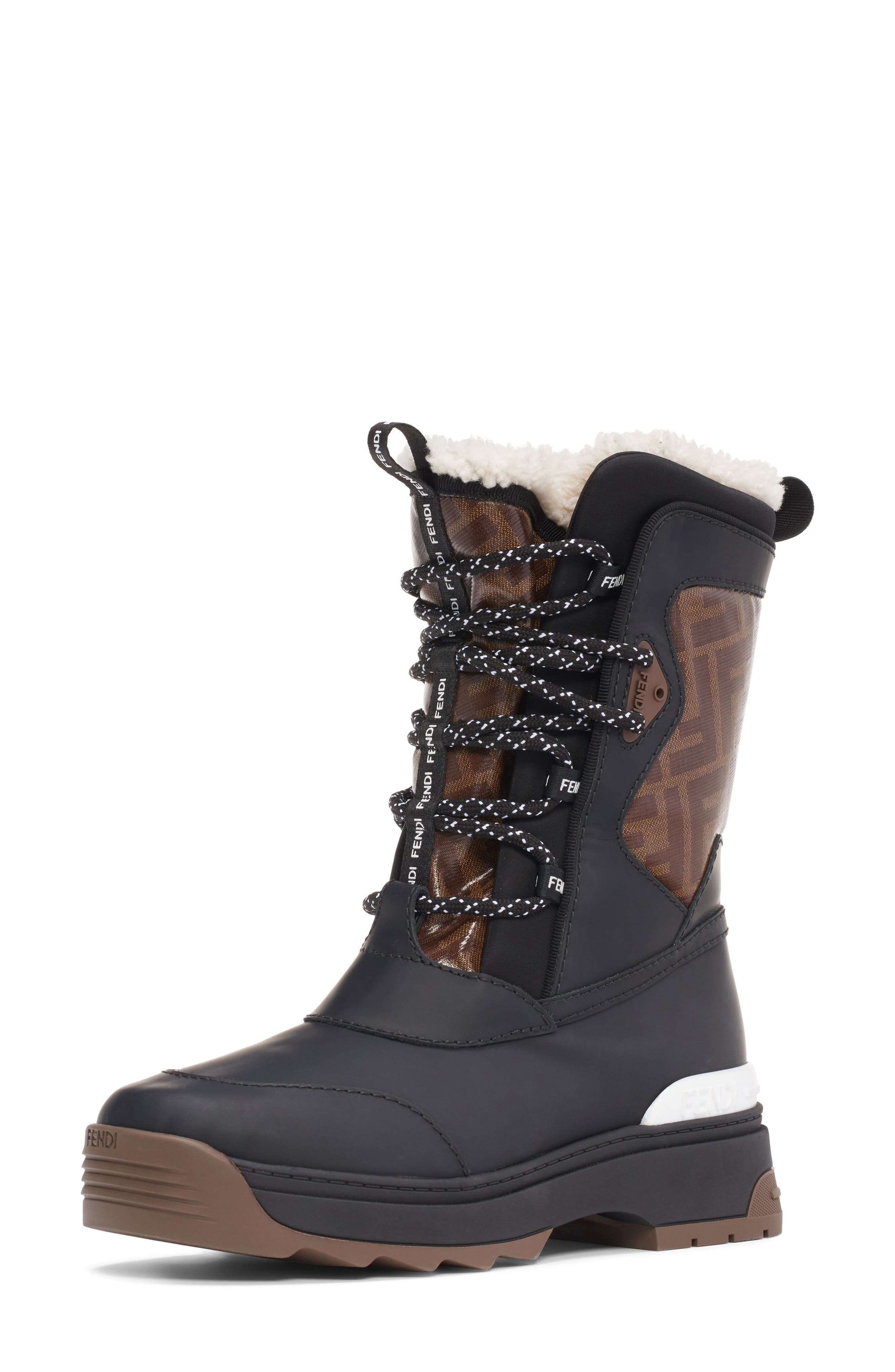 Fendi Genuine Shearling Lined Weather Resistant Ski Boot, Main, color, 