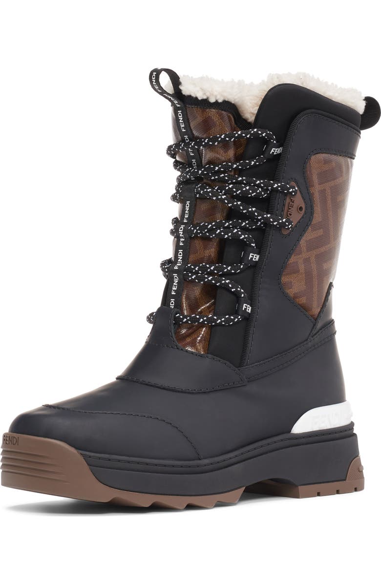 Fendi Genuine Shearling Lined Weather Resistant Ski Boot, Main, color,