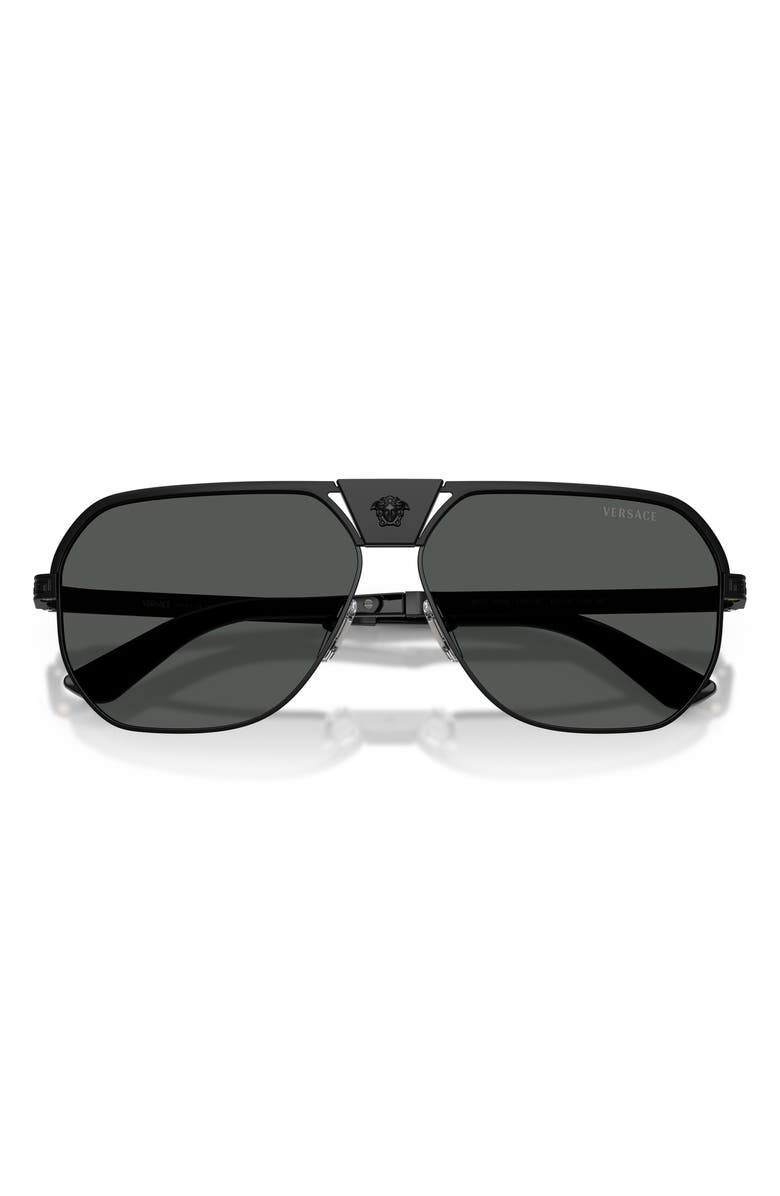 Versace 61mm Square Sunglasses, Alternate, color, Matte Black / Dark Grey