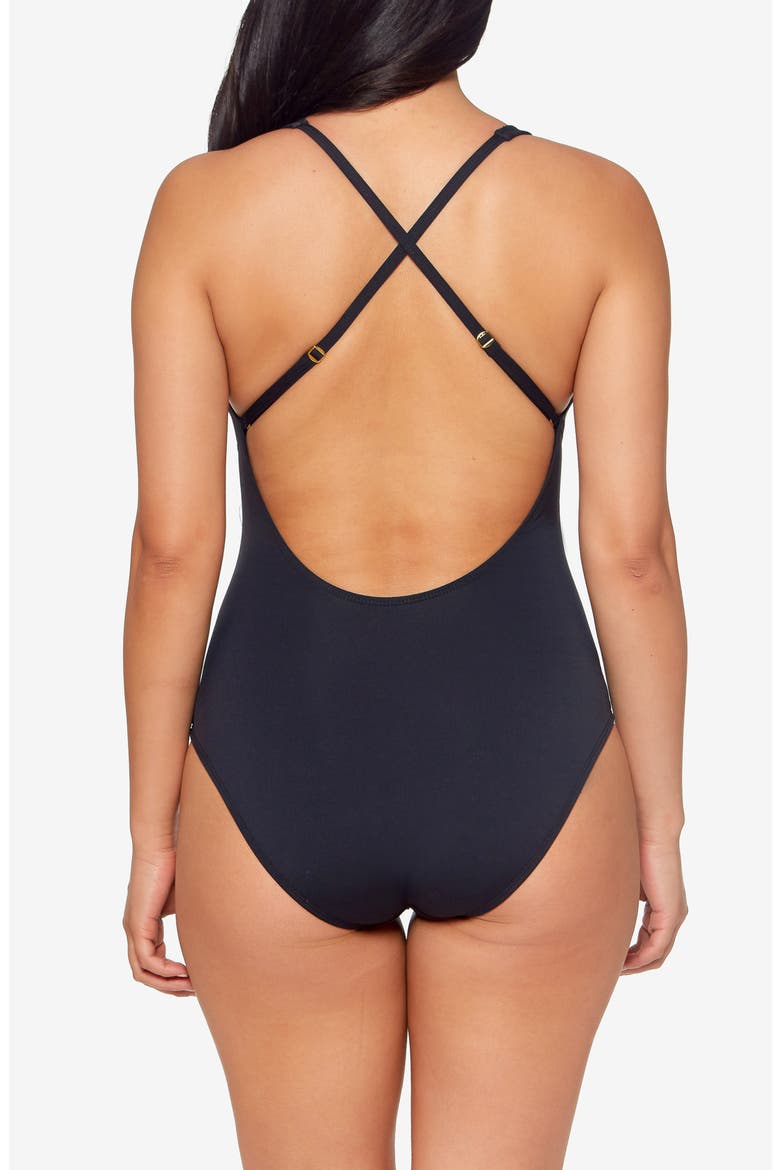 Ring Me Up Plunge One-Piece Swimsuit, Alternate, color, BLACK