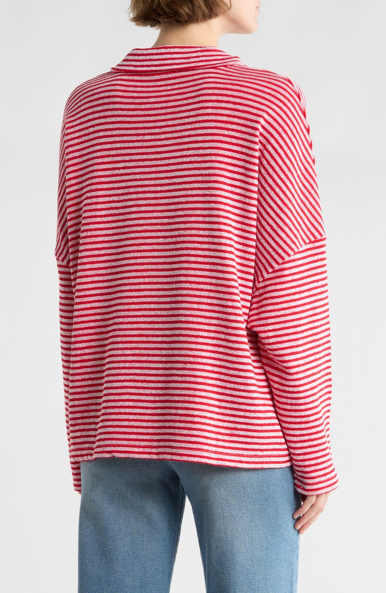 Splendid Besos Quarter Zip Pullover, Alternate, color, White/ Red Stripe