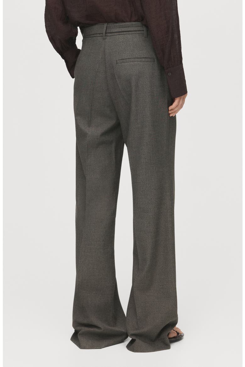 Belted Pleated Straight Leg Pants, Alternate, color, BROWN